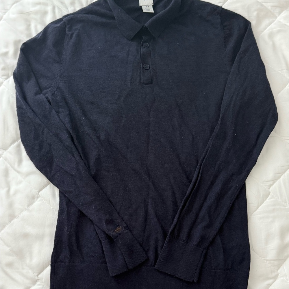H&M Navy Long Sleeve Polo Shirt